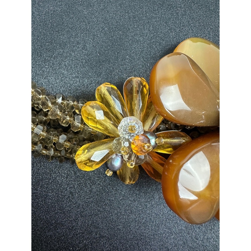 Unbranded Statement Necklace Women OS Amber Yellow Multi-Strand Floral - Picture 4 of 6